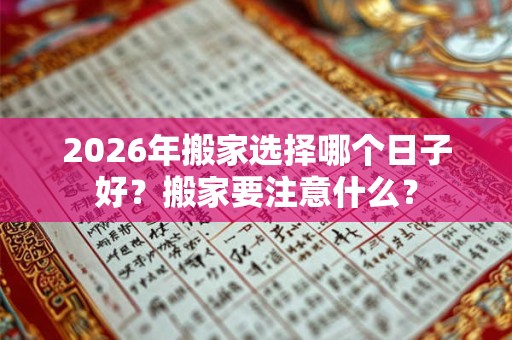 2026年搬家选择哪个日子好?搬家要注意什么? 2026年搬家选择哪个日子好?搬家要注意什么?