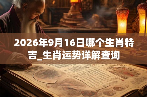 2026年9月16日哪个生肖特吉_生肖运势详解查询