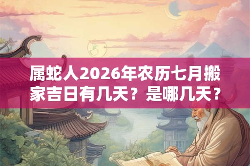 属蛇人2026年农历七月搬家吉日有几天？是哪几天？