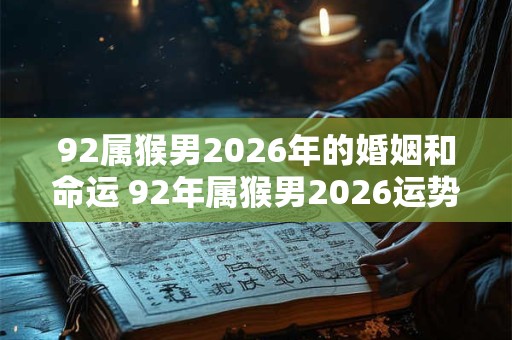 92属猴男2026年的婚姻和命运 92年属猴男2026运势详解