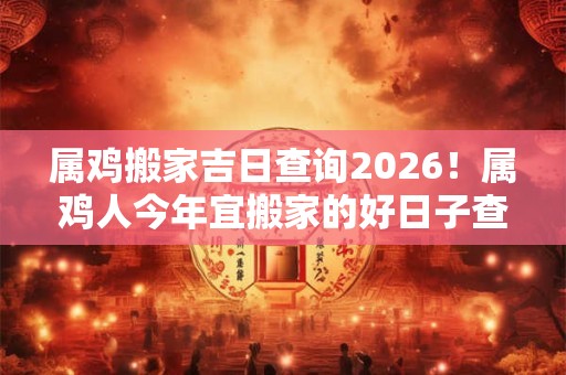 属鸡搬家吉日查询2026！属鸡人今年宜搬家的好日子查询