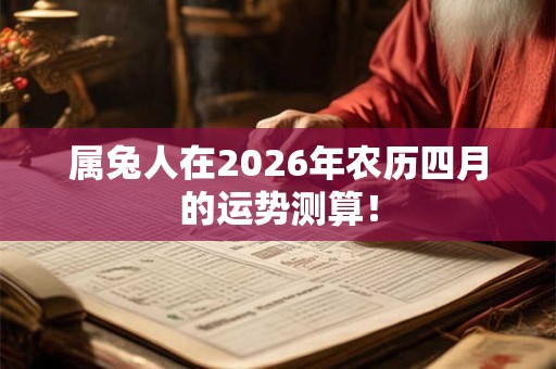 属兔人在2026年农历四月的运势测算！