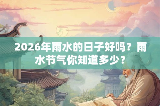 2026年雨水的日子好吗?雨水节气你知道多少? 2026年雨水的日子好吗?雨水节气你知道多少?