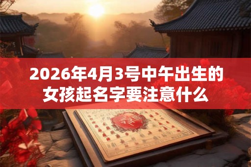 2026年4月3号中午出生的女孩起名字要注意什么