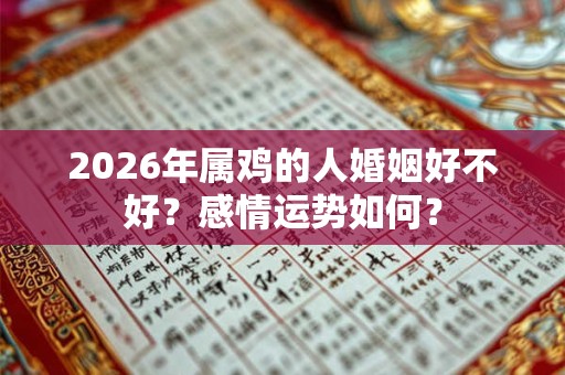 2026年属鸡的人婚姻好不好？感情运势如何？