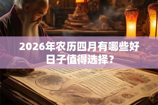 2026年农历四月有哪些好日子值得选择？