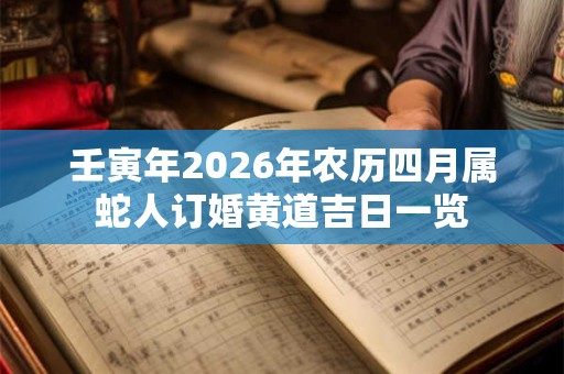 壬寅年2026年农历四月属蛇人订婚黄道吉日一览