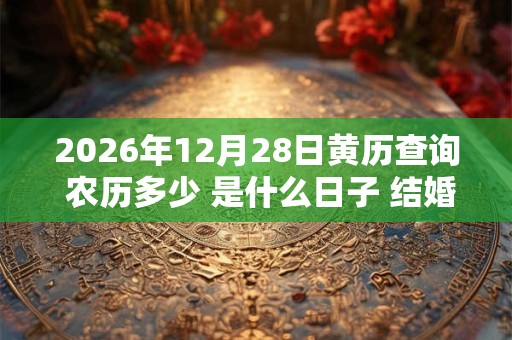 2026年12月28日黄历查询 农历多少 是什么日子 结婚吉时