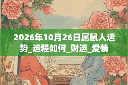 2026年10月26日属鼠人运势_运程如何_财运_爱情
