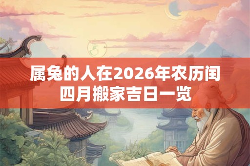 属兔的人在2026年农历闰四月搬家吉日一览