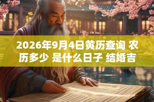 2026年9月4日黄历查询 农历多少 是什么日子 结婚吉时