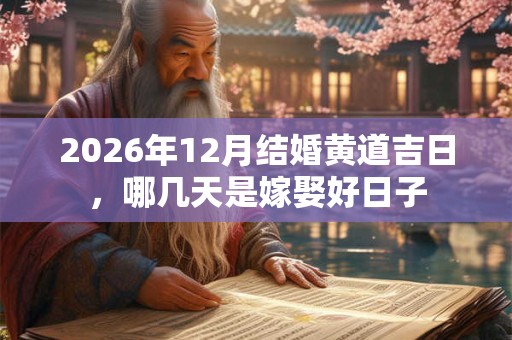 2026年12月结婚黄道吉日，哪几天是嫁娶好日子