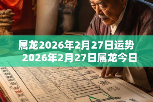 属龙2026年2月27日运势  2026年2月27日属龙今日运势