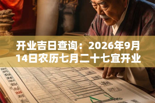 开业吉日查询：2026年9月14日农历七月二十七宜开业吗