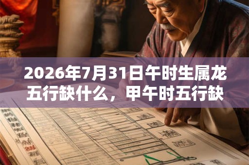 2026年7月31日午时生属龙五行缺什么，甲午时五行缺什么