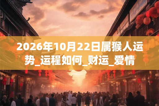 2026年10月22日属猴人运势_运程如何_财运_爱情 2026年10月22日属猴人运势_运程如何_财运_爱情