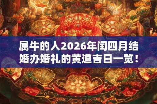 属牛的人2026年闰四月结婚办婚礼的黄道吉日一览！