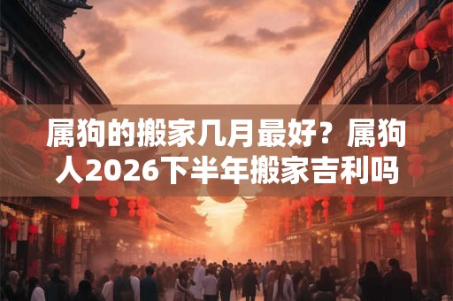 属狗的搬家几月最好？属狗人2026下半年搬家吉利吗