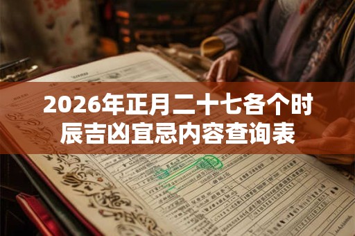 2026年正月二十七各个时辰吉凶宜忌内容查询表