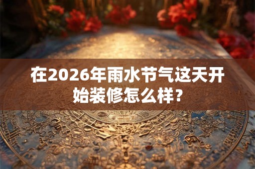 在2026年雨水节气这天开始装修怎么样? 在2026年雨水节气这天开始装修怎么样?