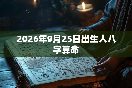 2026年9月25日出生人八字算命