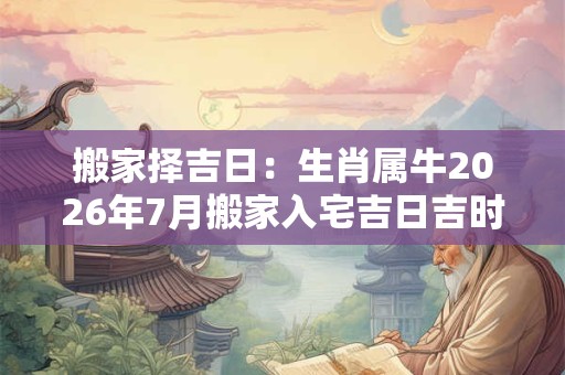 搬家择吉日：生肖属牛2026年7月搬家入宅吉日吉时查询