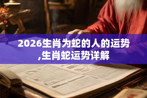 2026生肖为蛇的人的运势,生肖蛇运势详解