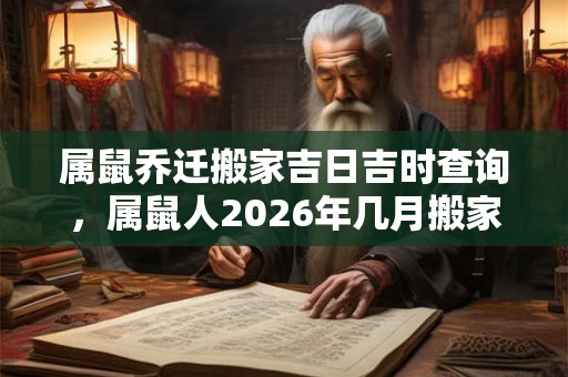 属鼠乔迁搬家吉日吉时查询，属鼠人2026年几月搬家吉利