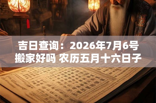 吉日查询：2026年7月6号搬家好吗 农历五月十六日子好吗