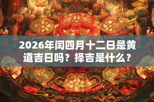 2026年闰四月十二日是黄道吉日吗？择吉是什么？
