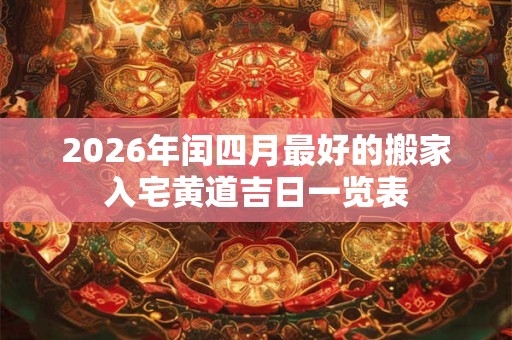 2026年闰四月最好的搬家入宅黄道吉日一览表