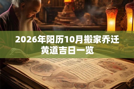 2026年阳历10月搬家乔迁黄道吉日一览