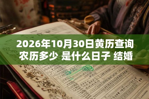 2026年10月30日黄历查询 农历多少 是什么日子 结婚吉时