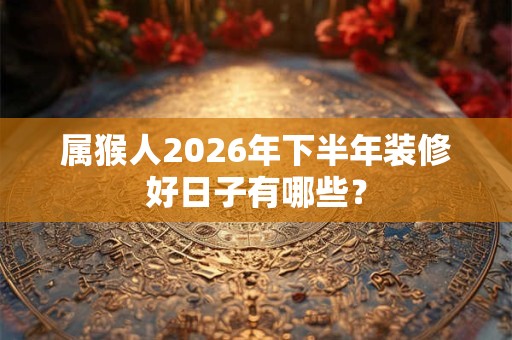 属猴人2026年下半年装修好日子有哪些？