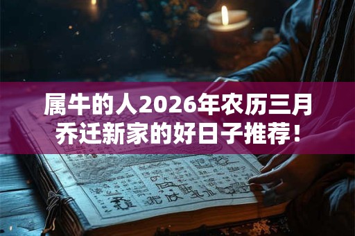 属牛的人2026年农历三月乔迁新家的好日子推荐! 属牛的人2026年农历三月乔迁新家的好日子推荐!