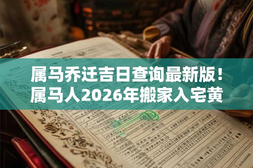 属马乔迁吉日查询最新版!属马人2026年搬家入宅黄道吉日查询 属马乔迁吉日查询最新版!属马人2026年搬家入宅黄道吉日查询