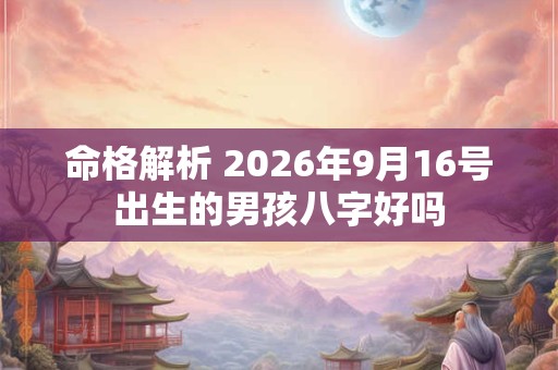 命格解析 2026年9月16号出生的男孩八字好吗 命格解析 2026年9月16号出生的男孩八字好吗