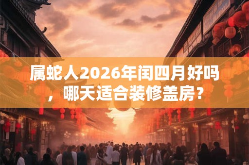 属蛇人2026年闰四月好吗，哪天适合装修盖房？