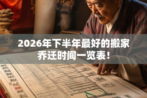 2026年下半年最好的搬家乔迁时间一览表！