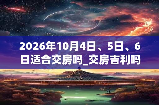 2026年10月4日、5日、6日适合交房吗_交房吉利吗