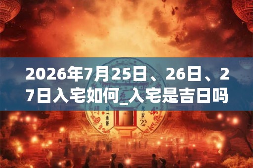 2026年7月25日、26日、27日入宅如何_入宅是吉日吗
