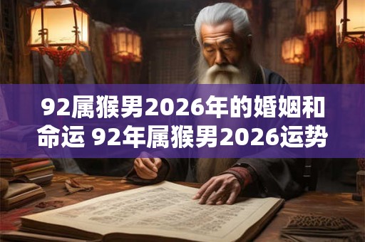 92属猴男2026年的婚姻和命运 92年属猴男2026运势详解