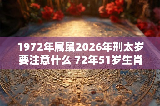 1972年属鼠2026年刑太岁要注意什么 72年51岁生肖鼠逢兔年运势如何
