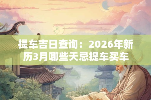 提车吉日查询:2026年新历3月哪些天忌提车买车 提车吉日查询:2026年新历3月哪些天忌提车买车