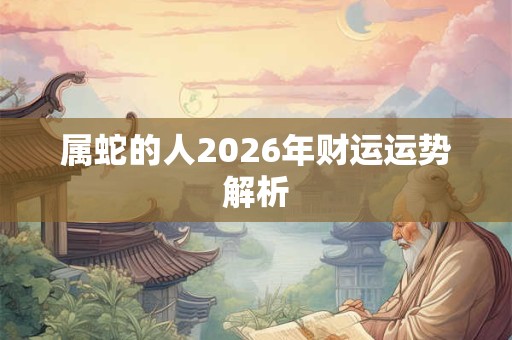 属蛇的人2026年财运运势解析