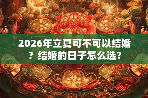 2026年立夏可不可以结婚？结婚的日子怎么选？