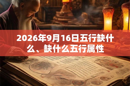 2026年9月16日五行缺什么、缺什么五行属性