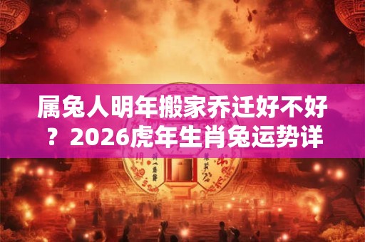 属兔人明年搬家乔迁好不好？2026虎年生肖兔运势详解