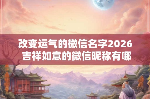 改变运气的微信名字2026 吉祥如意的微信昵称有哪些