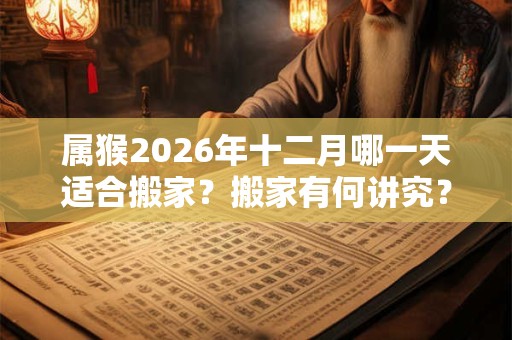 属猴2026年十二月哪一天适合搬家？搬家有何讲究？